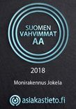 Asiakastiedon myöntämä Suomen vahvimmat AA -luottoluokitus